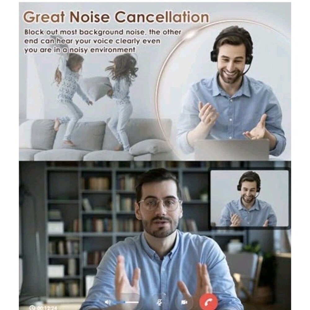 Soothielec Bluetooth USB Wireless Headset V5.3 Model KH53 Noise Canceling - Picture 2 of 7